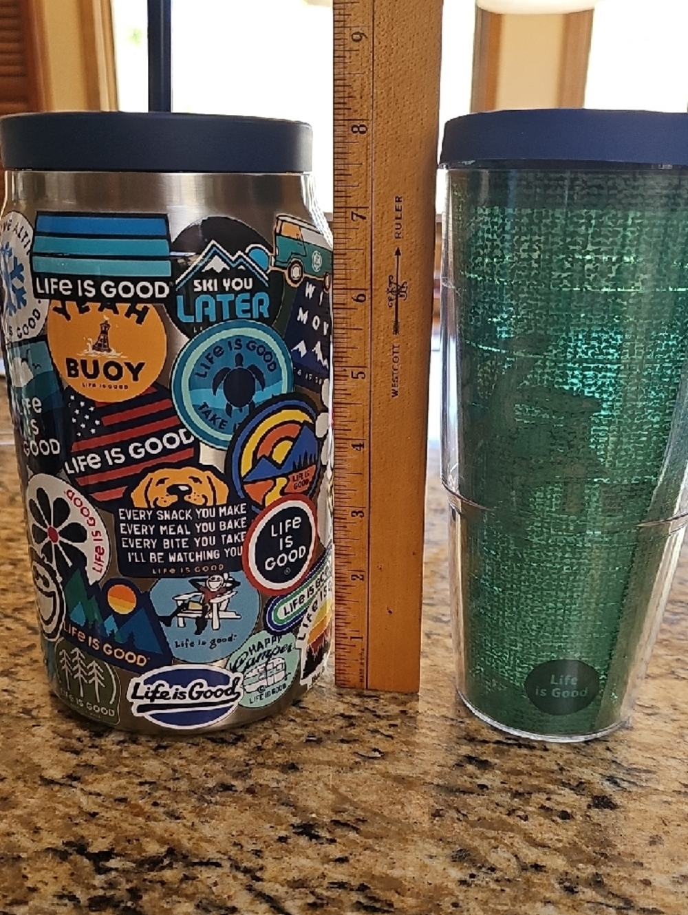 Life Is Good Sticker-Pattern Stainless Travel Mug & Jake Adirondack Tumbler Set - Picture 11 of 13